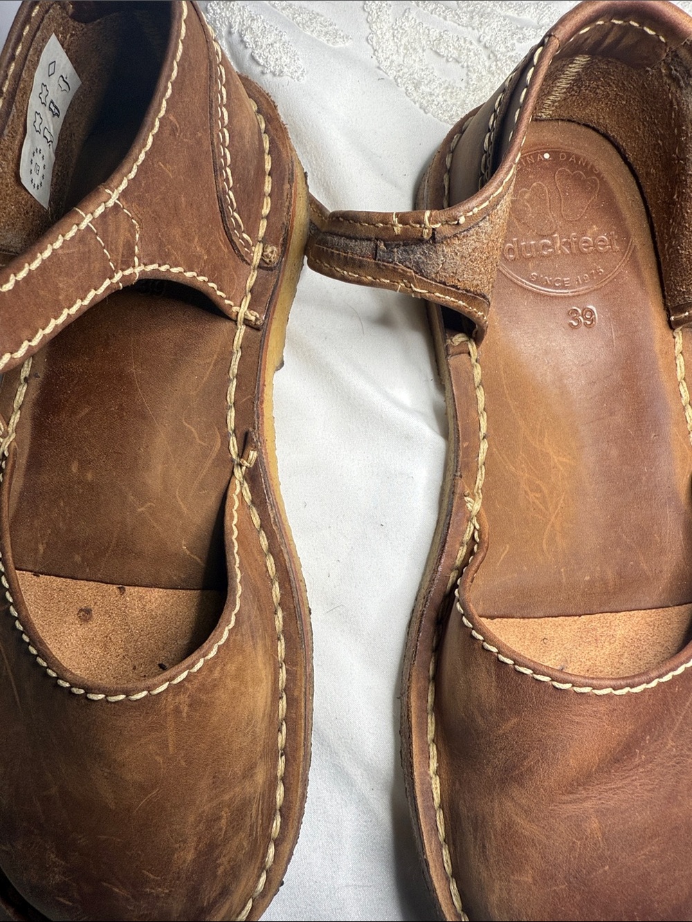 DuckFeet Brown Leather women’s Casual Mary Jane Shoes